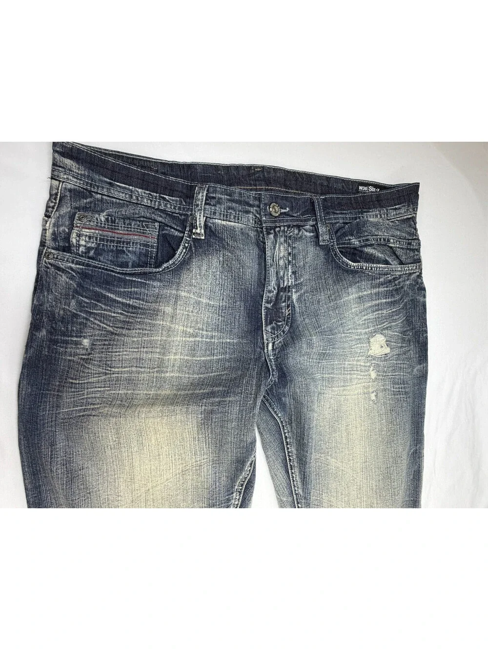 Buffalo David Bitton Men's Jeans Six-X Slim Straight Stretch Denim Size 36 Blue